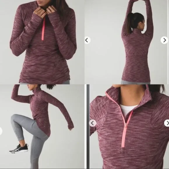 Lululemon Kanto Catch Me Heathered Bordeaux Half Zip Long Sleeve Top Size 4 - Picture 15 of 16